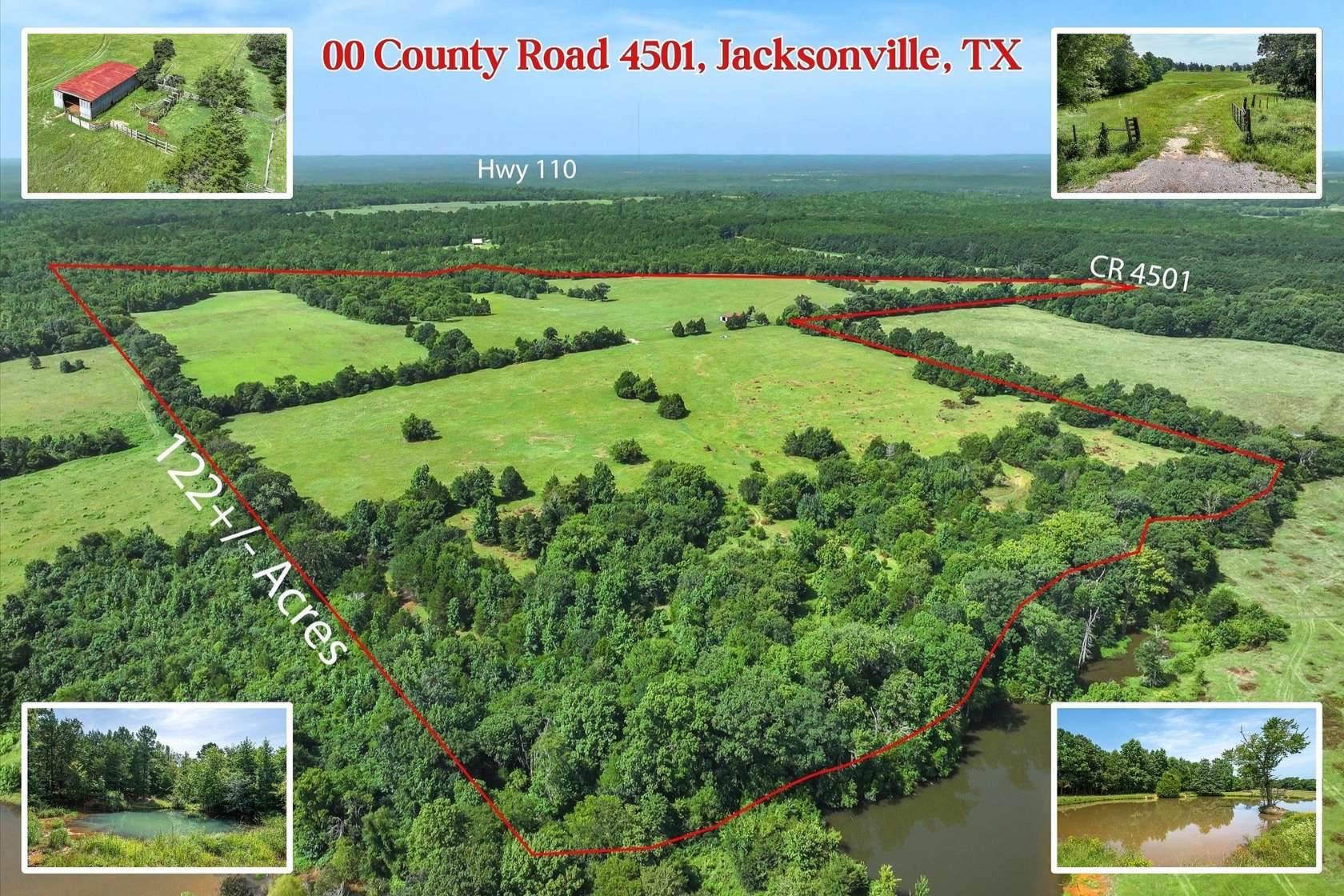 122 Acres of Recreational & Residential Land for Sale in Jacksonville, Texas