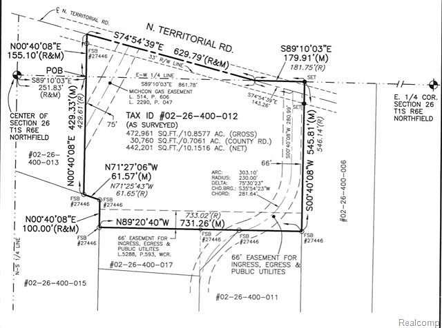 10.8 Acres of Land for Sale in Northfield Township, Michigan