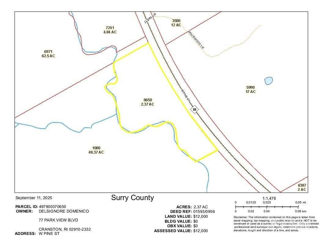 2.37 Acres of Land for Sale in Mount Airy, North Carolina