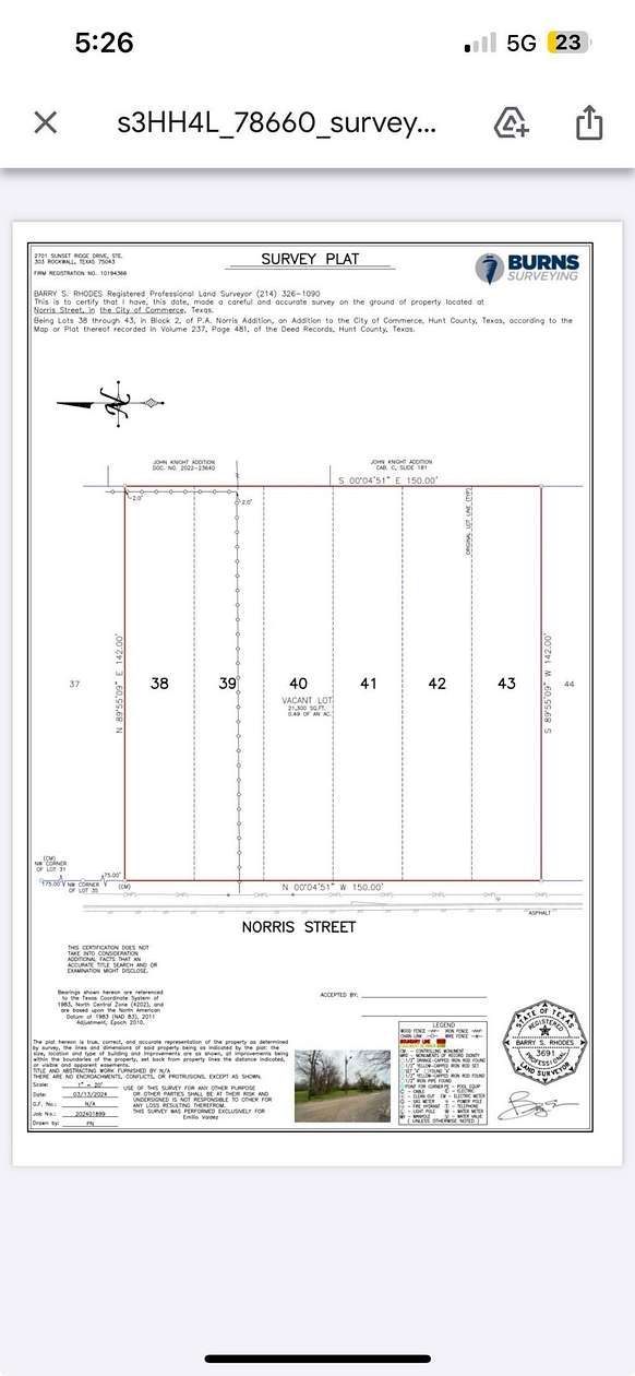 0.49 Acres of Residential Land for Sale in Commerce, Texas