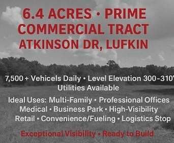 6.4 Acres of Mixed-Use Land for Sale in Lufkin, Texas