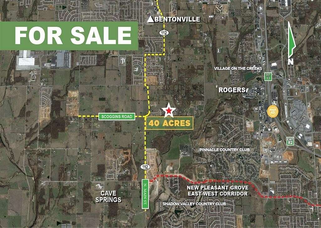 40 Acres of Commercial Land for Sale in Cave Springs, Arkansas