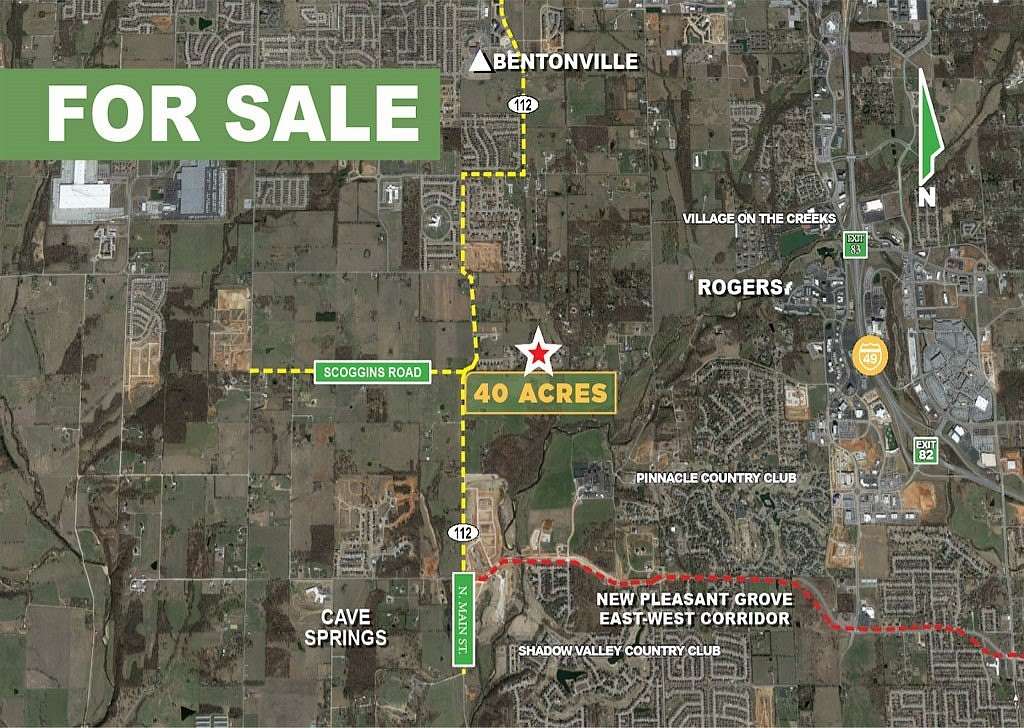 40 Acres of Commercial Land for Sale in Cave Springs, Arkansas