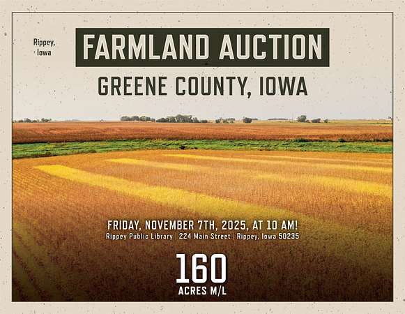 160 Acres of Recreational Land & Farm for Auction in Rippey, Iowa