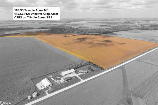 148 Acres of Agricultural Land for Sale in Reinbeck, Iowa