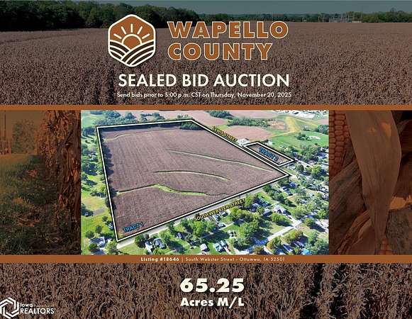 65.3 Acres of Agricultural Land for Sale in Ottumwa, Iowa
