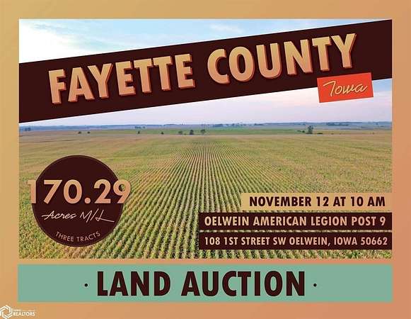 170 Acres of Agricultural Land for Sale in Oelwein, Iowa