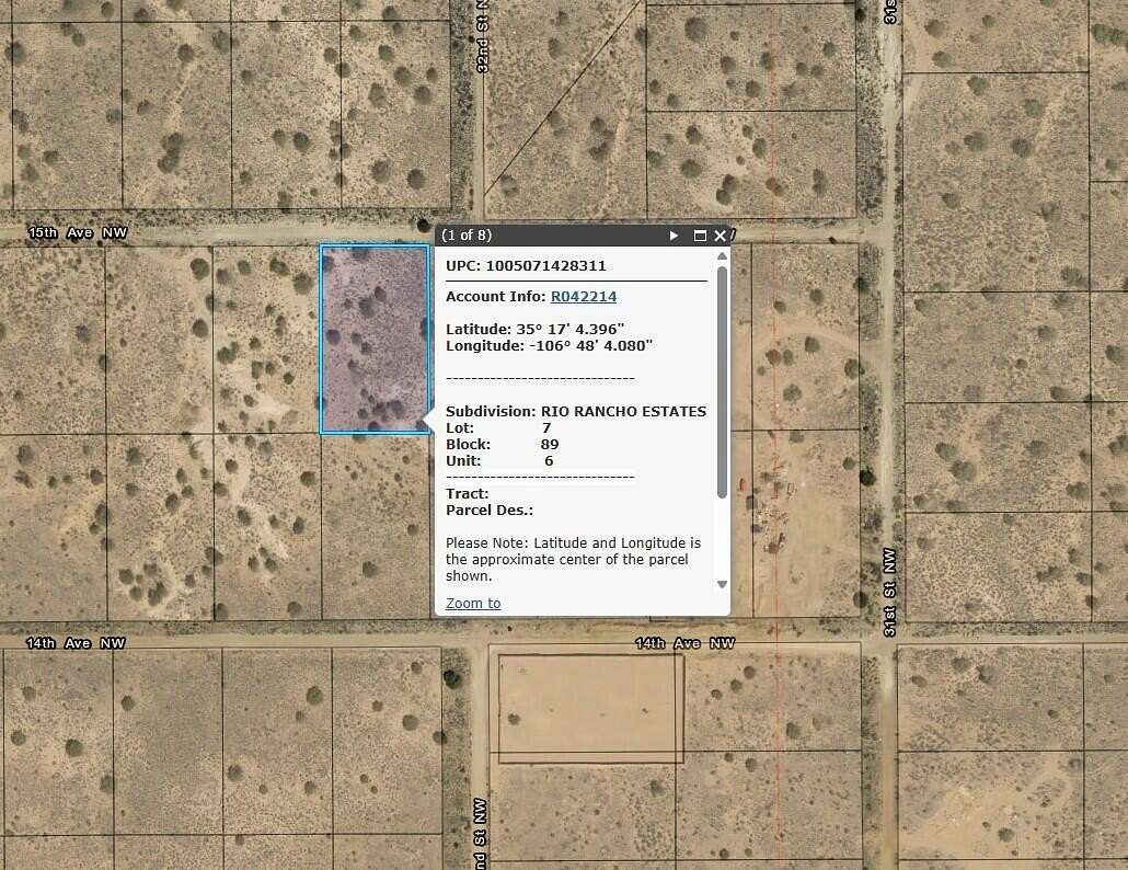 1 Acre of Residential Land for Sale in Rio Rancho, New Mexico