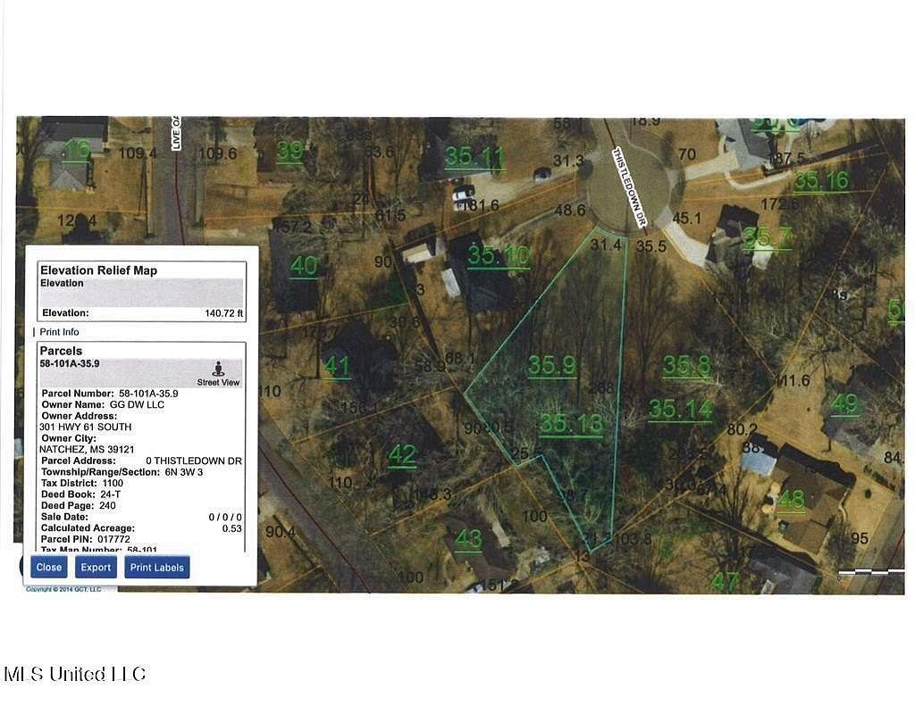 0.53 Acres of Residential Land for Sale in Natchez, Mississippi