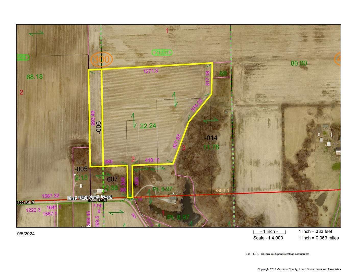 25.2 Acres of Agricultural Land for Sale in Oakwood, Illinois