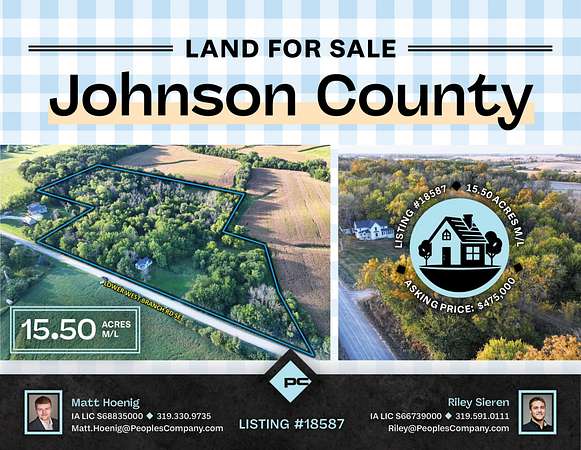 15.5 Acres of Recreational Land with Home for Sale in Iowa City, Iowa