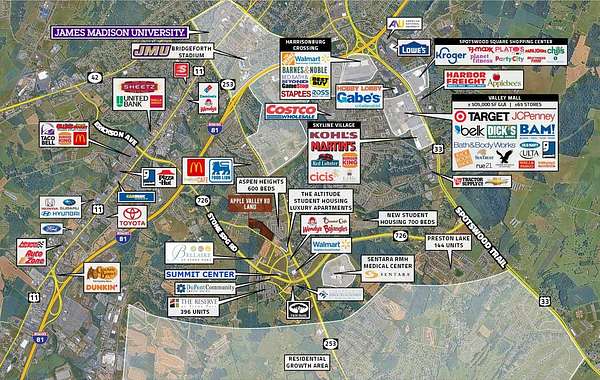 15.8 Acres of Mixed-Use Land for Sale in Harrisonburg, Virginia