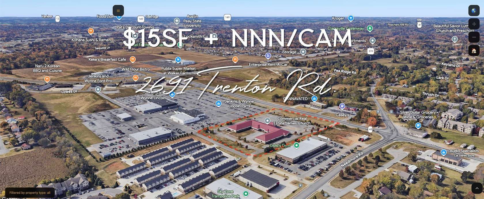 7 Acres of Improved Mixed-Use Land for Lease in Clarksville, Tennessee