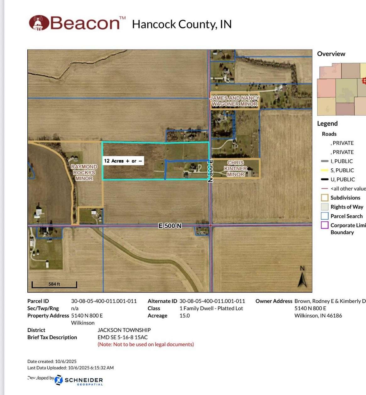 12 Acres of Land for Sale in Wilkinson, Indiana
