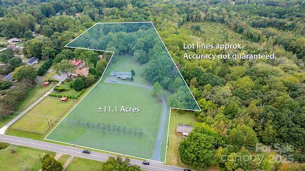 11.1 Acres of Land with Home for Sale in Mooresville, North Carolina