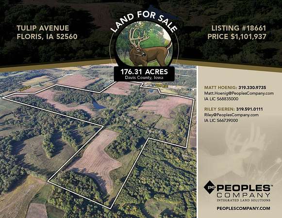 176 Acres of Recreational Land & Farm for Sale in Floris, Iowa
