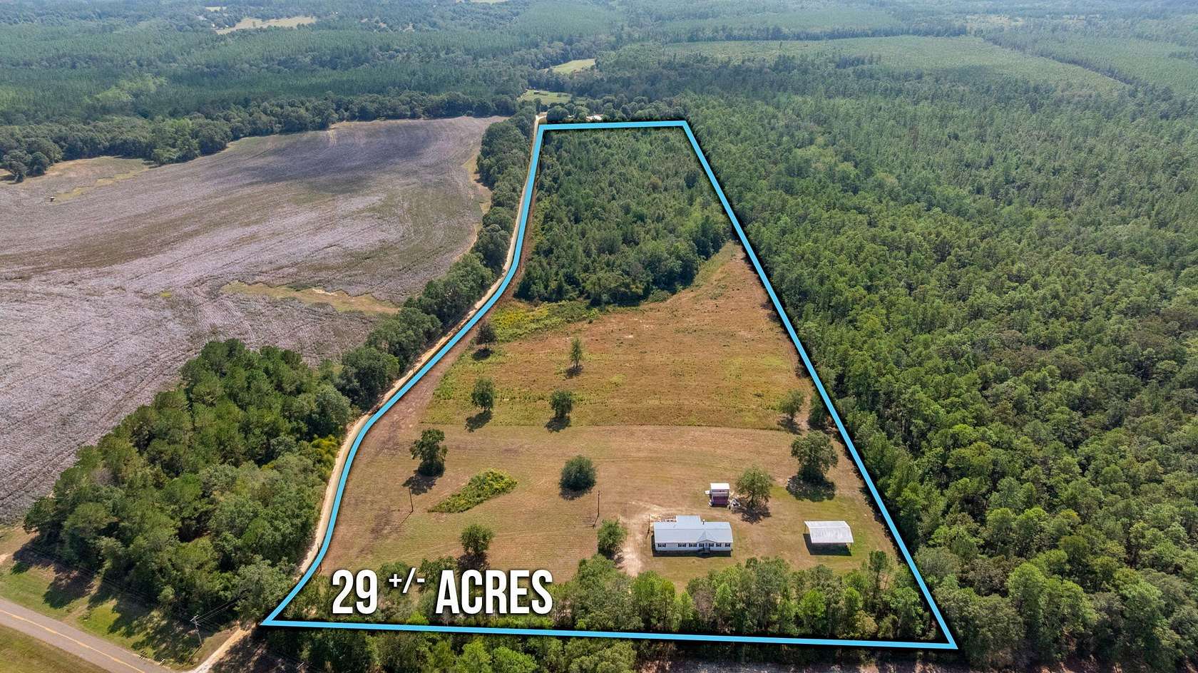 29.5 Acres of Land with Home for Sale in Troy, Alabama