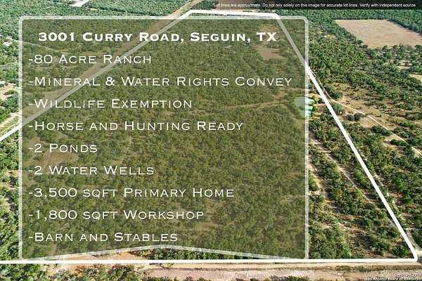 79.8 Acres of Land with Home for Sale in Seguin, Texas