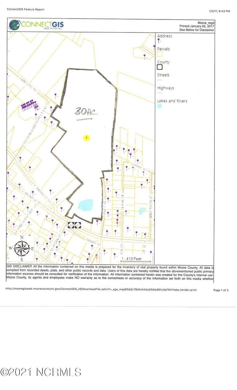 30 Acres of Land for Sale in Carthage, North Carolina