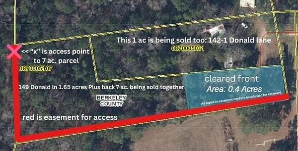 8.68 Acres of Residential Land with Home for Sale in Bonneau, South Carolina
