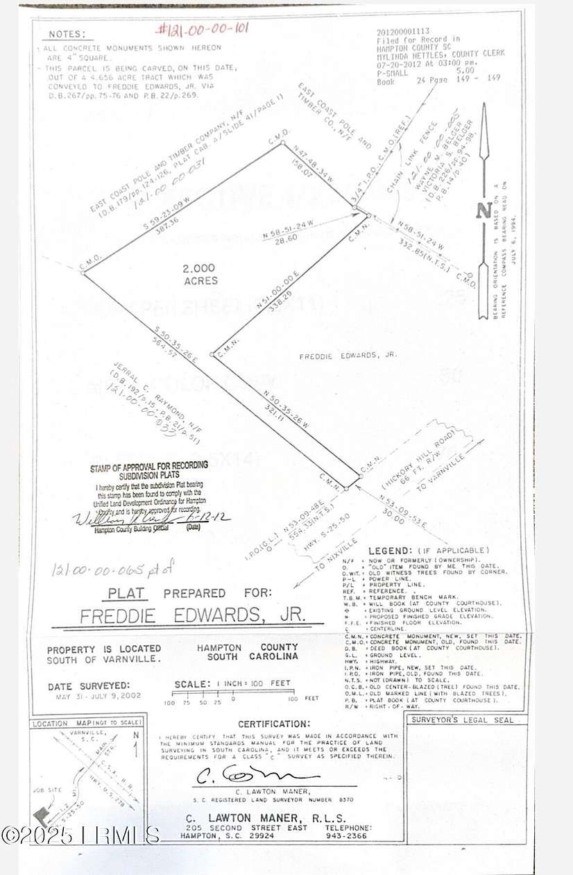 2 Acres of Residential Land with Home for Sale in Varnville, South Carolina