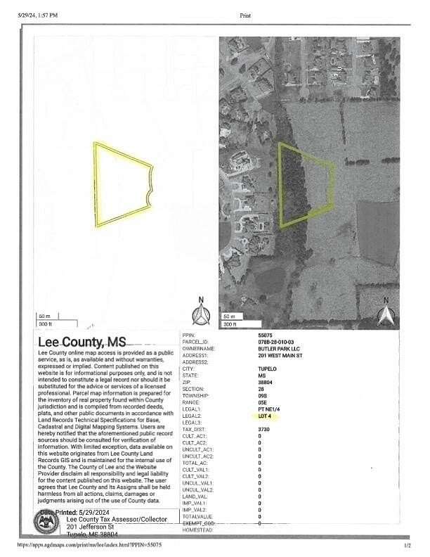 4 Acres of Residential Land for Sale in Tupelo, Mississippi