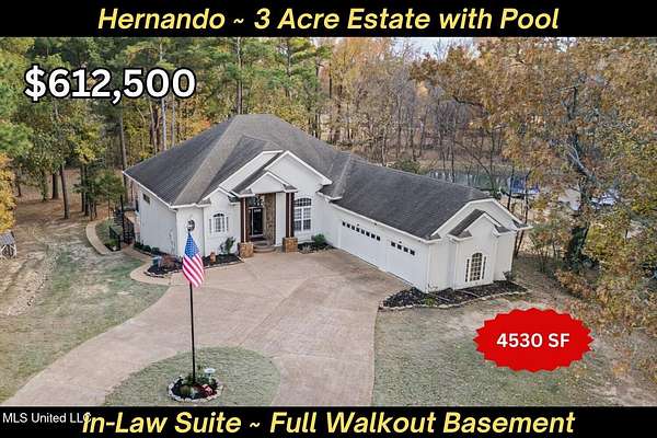 3 Acres of Residential Land with Home for Sale in Hernando, Mississippi