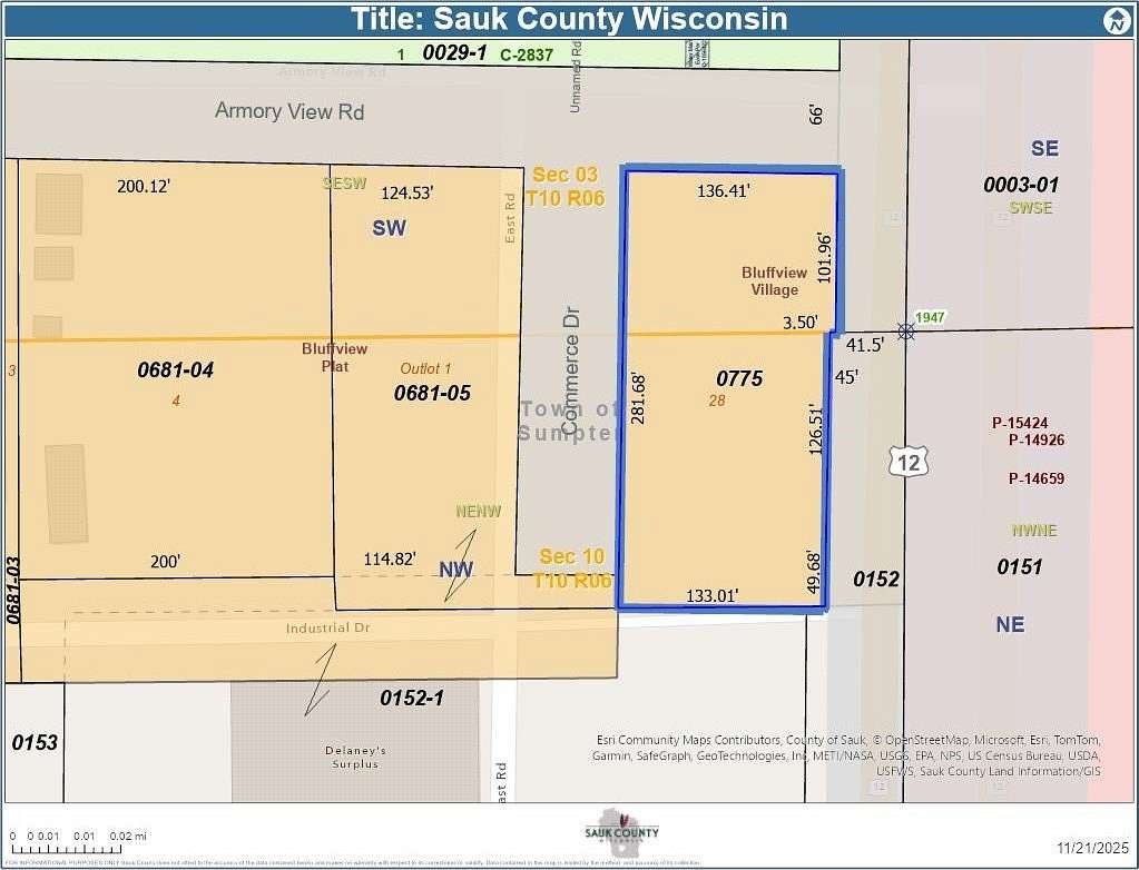 0.86 Acres of Commercial Land for Sale in North Freedom, Wisconsin