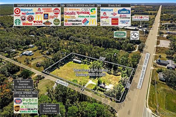 2.74 Acres of Mixed-Use Land for Sale in Lecanto, Florida