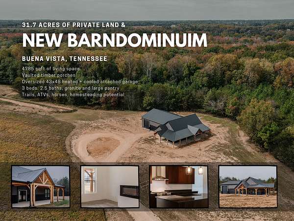 31.7 Acres of Land with Home for Sale in Buena Vista, Tennessee