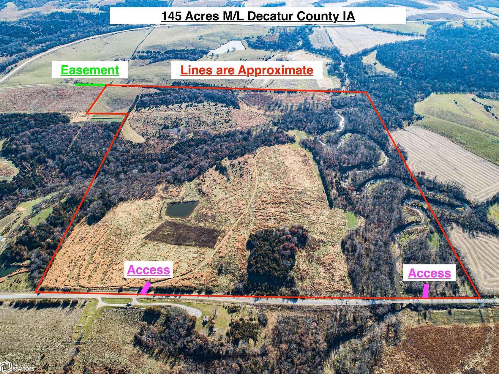 145 Acres of Recreational Land for Sale in Garden Grove, Iowa