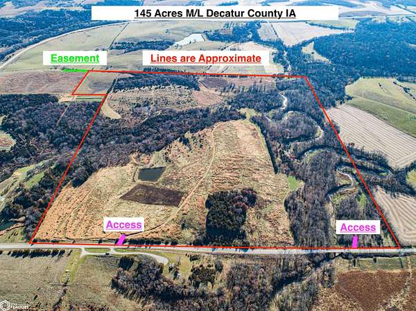 145 Acres of Recreational Land for Sale in Garden Grove, Iowa