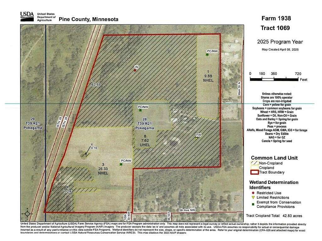 113 Acres of Land for Sale in Pine City, Minnesota
