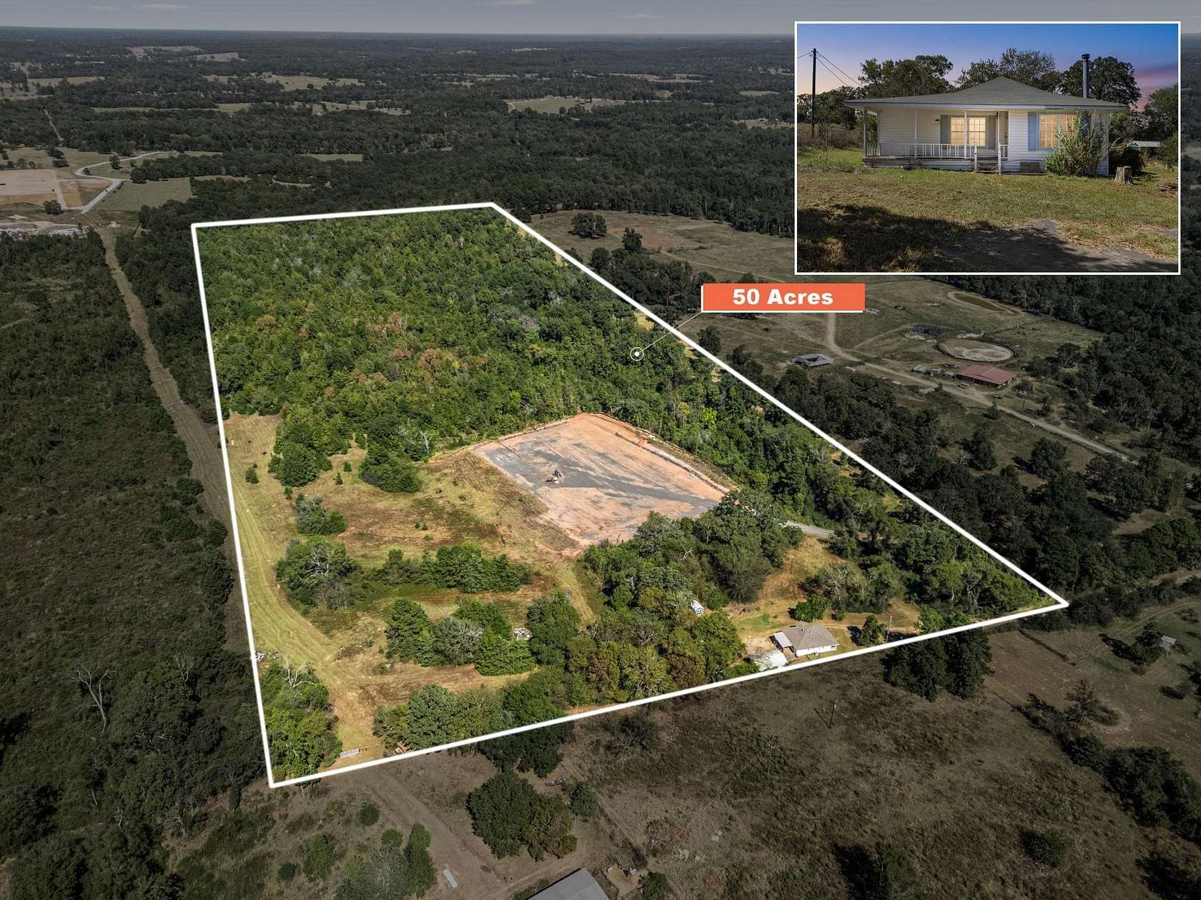 50 Acres of Agricultural Land with Home for Sale in Mount Enterprise, Texas
