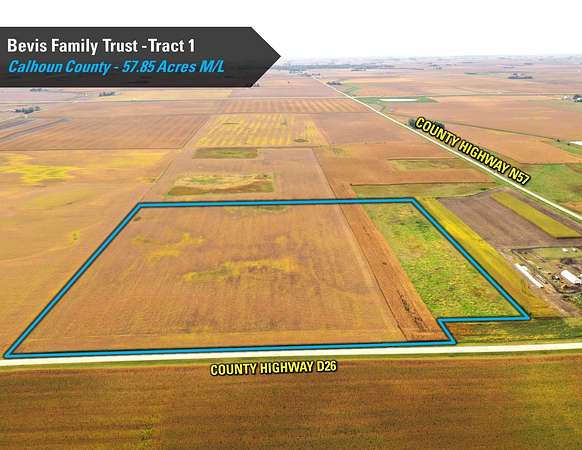 57.9 Acres of Recreational Land & Farm for Auction in Rockwell City, Iowa