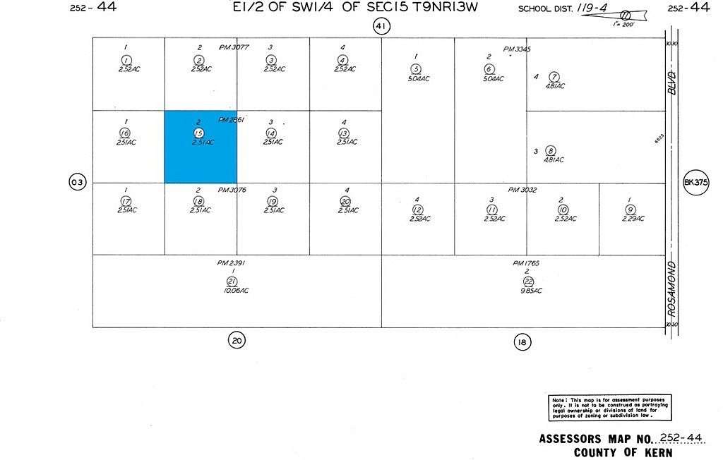 2.5 Acres of Land for Sale in Rosamond, California