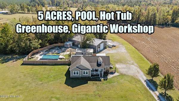 5 Acres of Residential Land with Home for Sale in Cove City, North Carolina