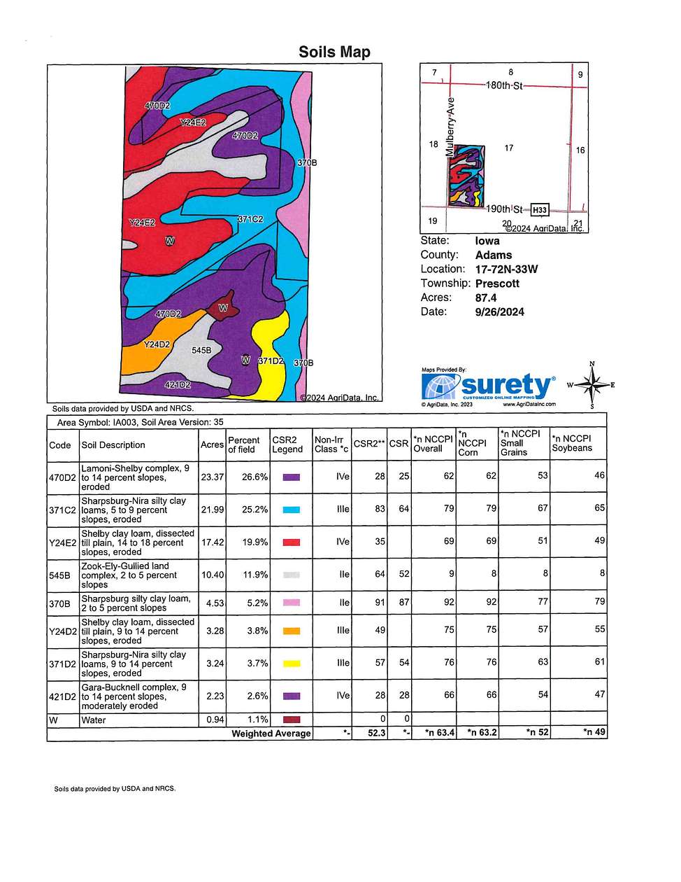 87.2 Acres of Recreational Land & Farm for Sale in Prescott, Iowa