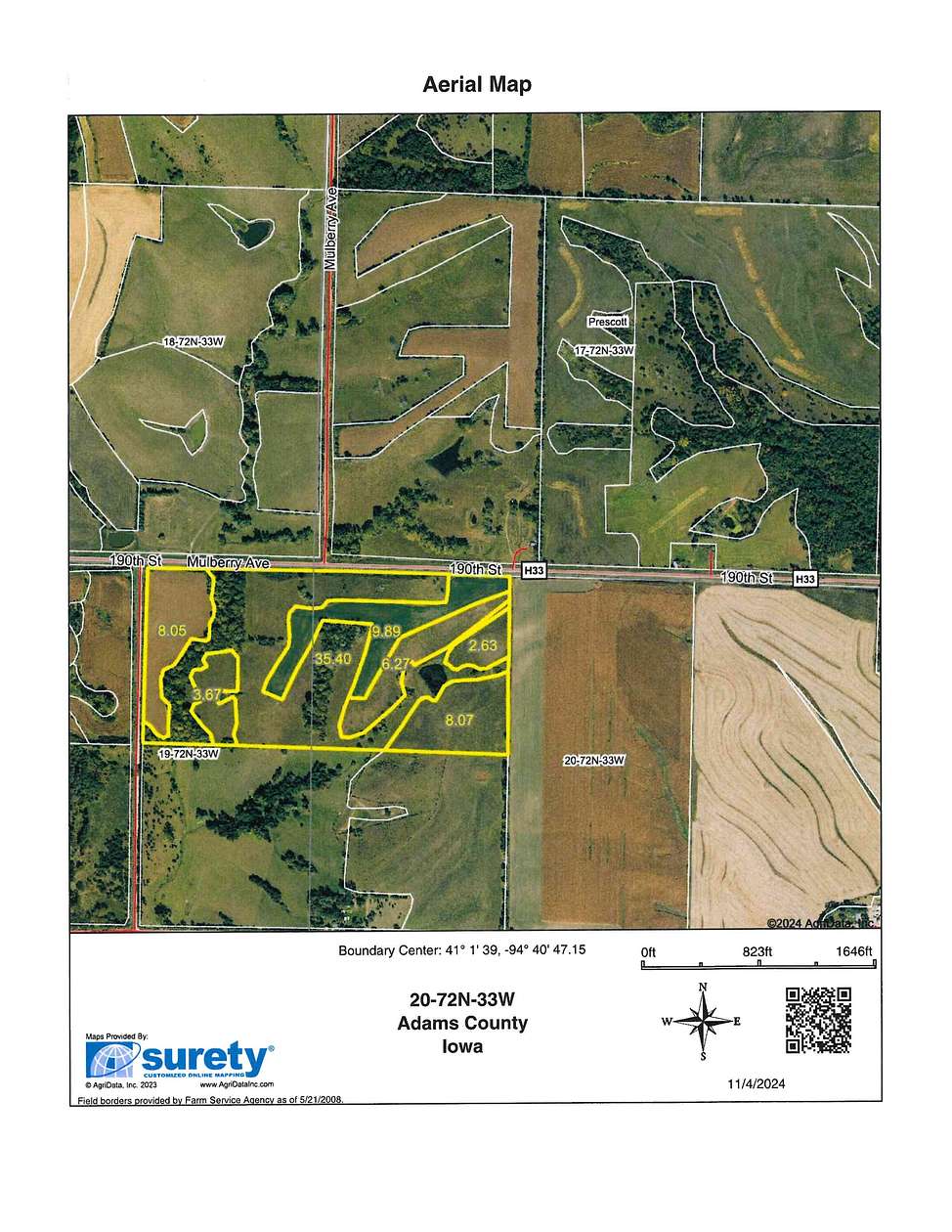 73 Acres of Agricultural Land for Sale in Prescott, Iowa