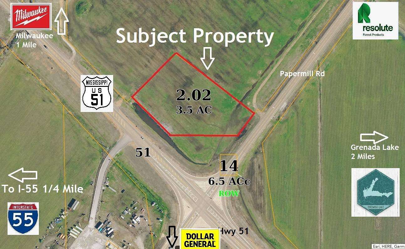 3.5 Acres of Commercial Land for Sale in Grenada, Mississippi