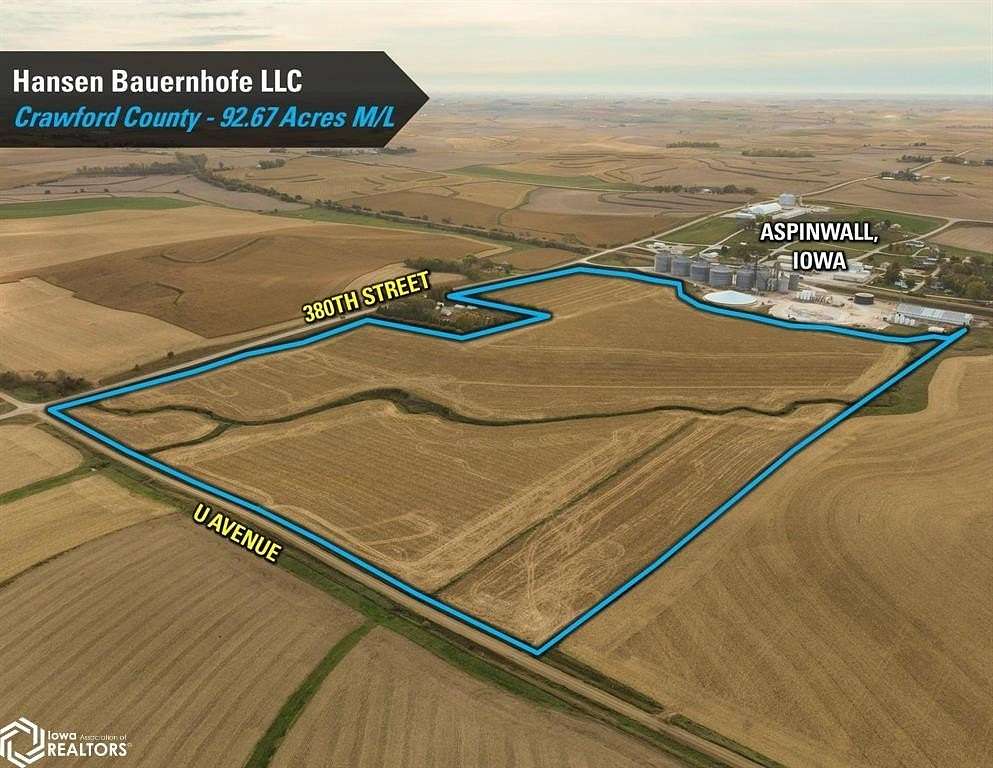 92.7 Acres of Agricultural Land for Sale in Aspinwall, Iowa