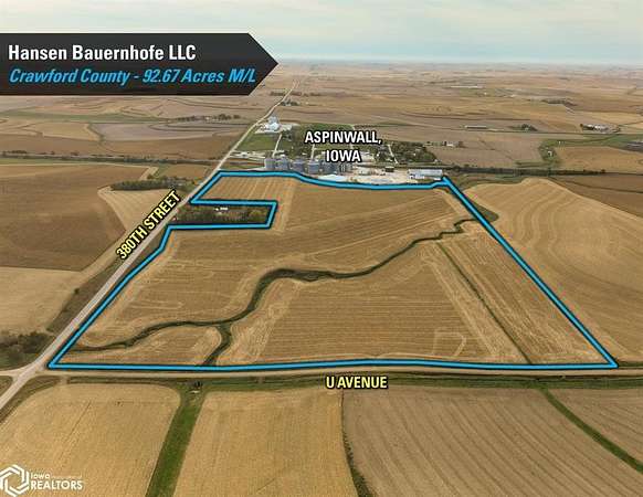 92.7 Acres of Agricultural Land for Sale in Aspinwall, Iowa