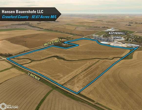 92.7 Acres of Agricultural Land for Sale in Aspinwall, Iowa