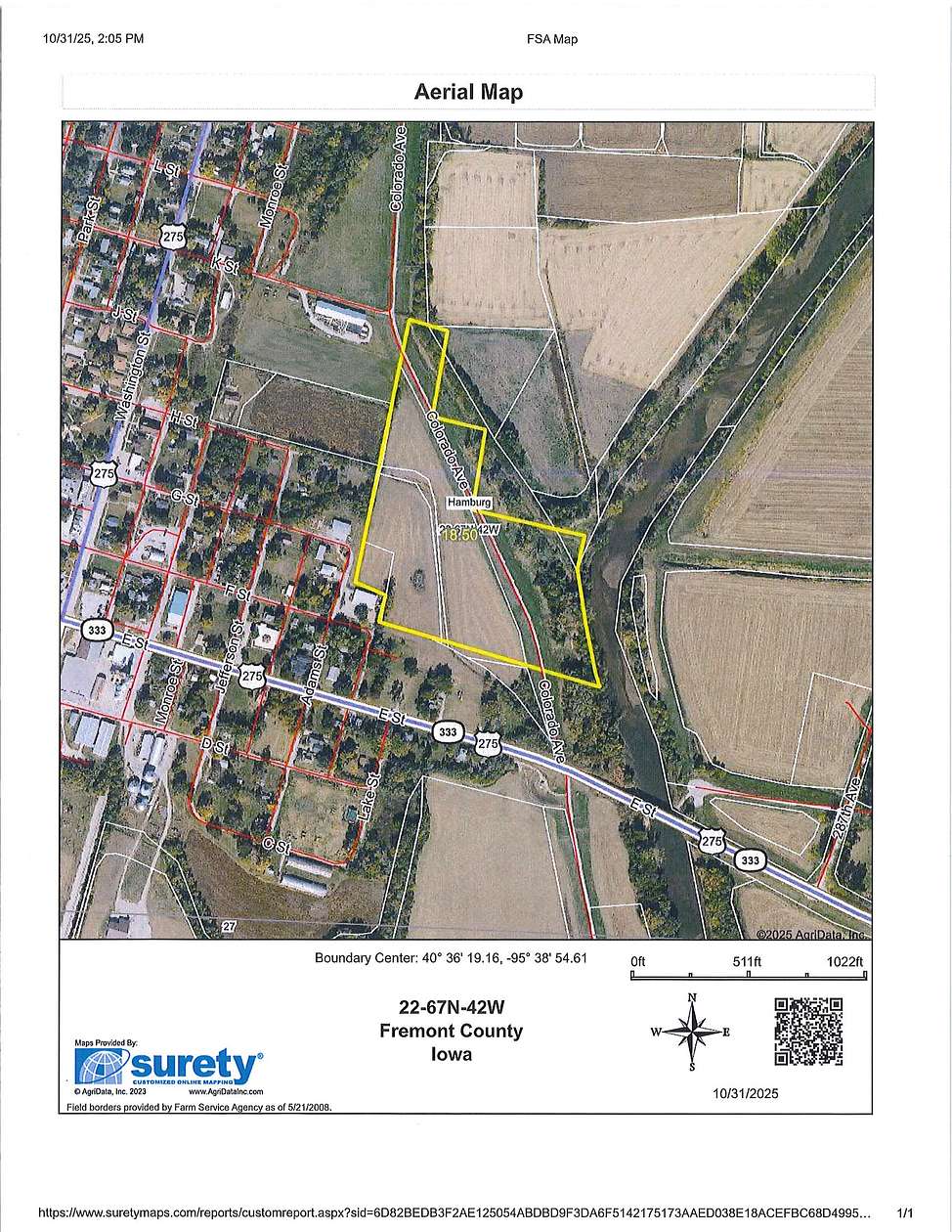 18.5 Acres of Recreational Land & Farm for Sale in Hamburg, Iowa