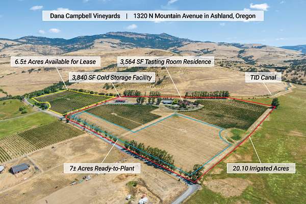 20.1 Acres of Improved Mixed-Use Land for Lease in Ashland, Oregon