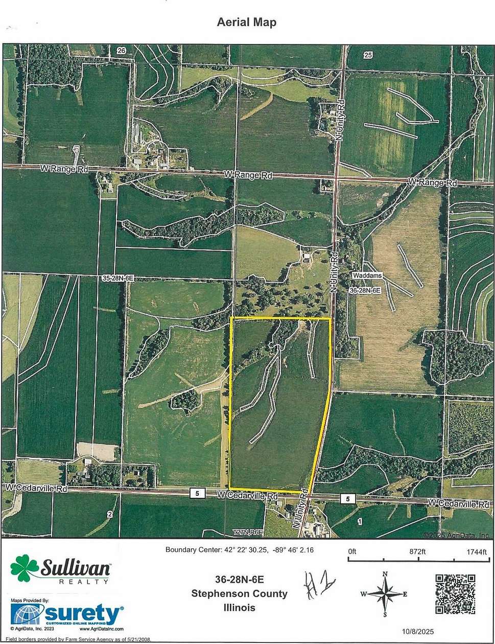 60 Acres of Recreational Land & Farm for Auction in Lena, Illinois