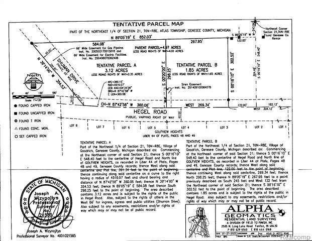 1.85 Acres of Residential Land for Sale in Goodrich, Michigan