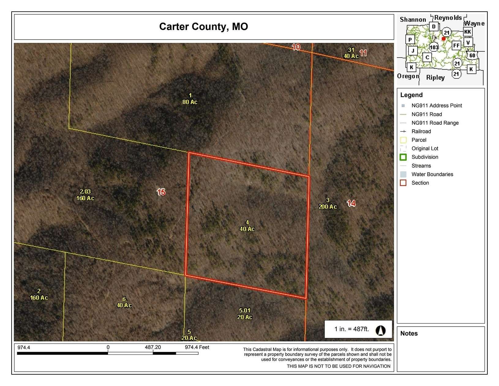 44 Acres of Recreational Land for Sale in Van Buren, Missouri
