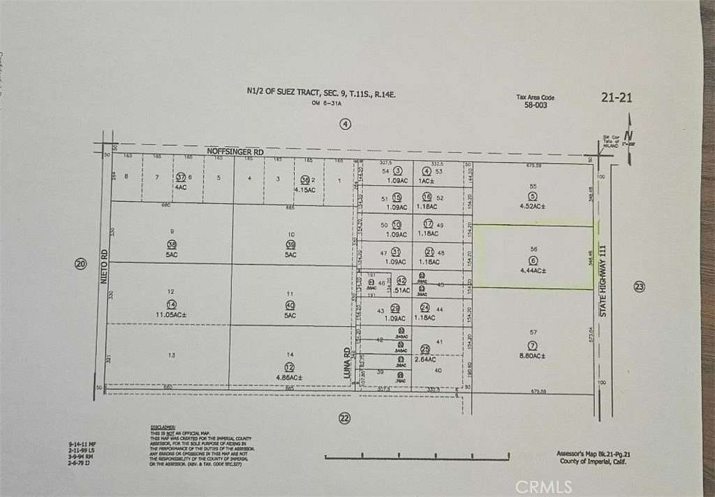 4.44 Acres of Land for Sale in Niland, California