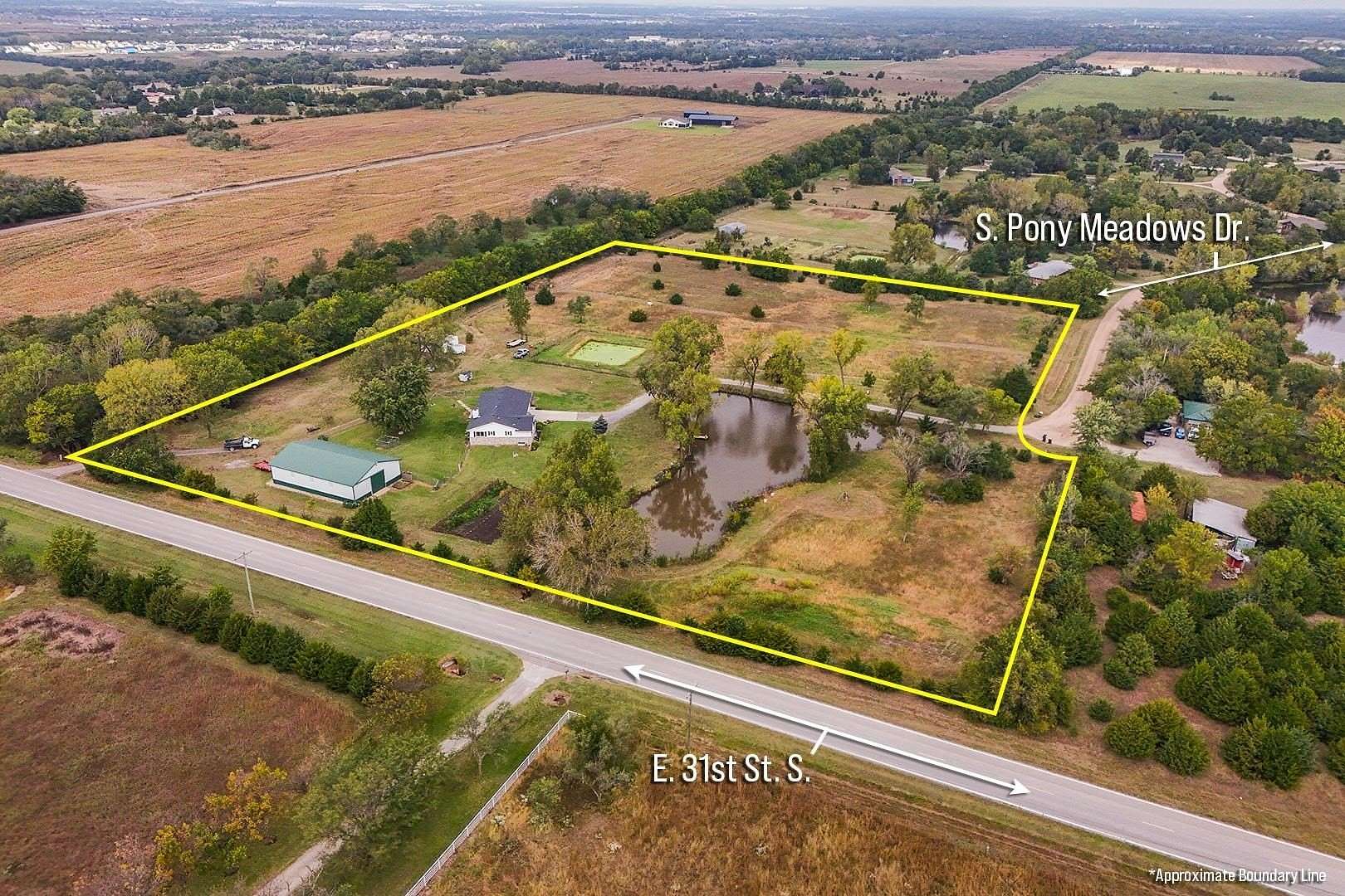 9.18 Acres of Residential Land with Home for Sale in Wichita, Kansas